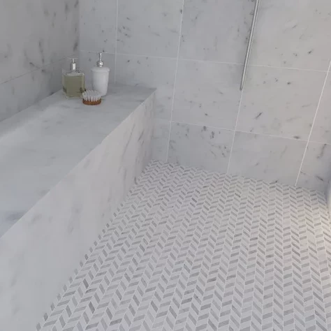 Carrara White Zigzag Mosaic Tiles
