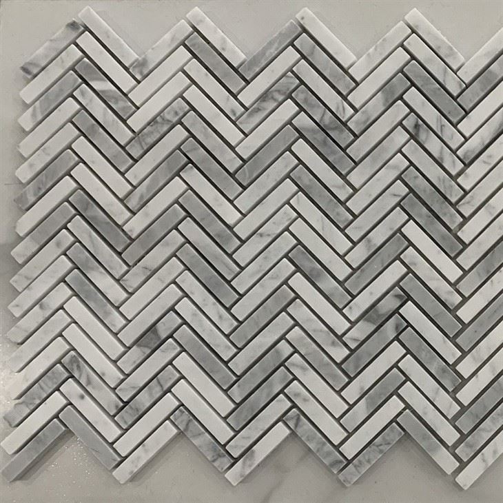 Carrara White Zigzag Mosaic Tiles